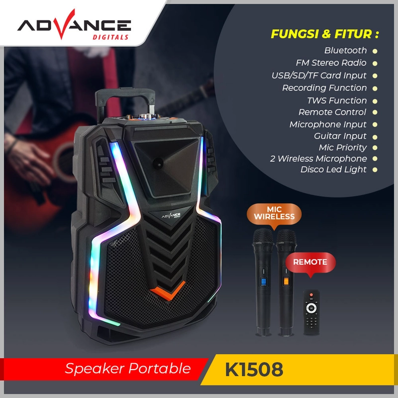 Product image Advance Digitals Indonesia - Speaker K-1508 Meeting Bluetooth Salon Ukuran 15 Inch + 2 Mic Wireless - Default