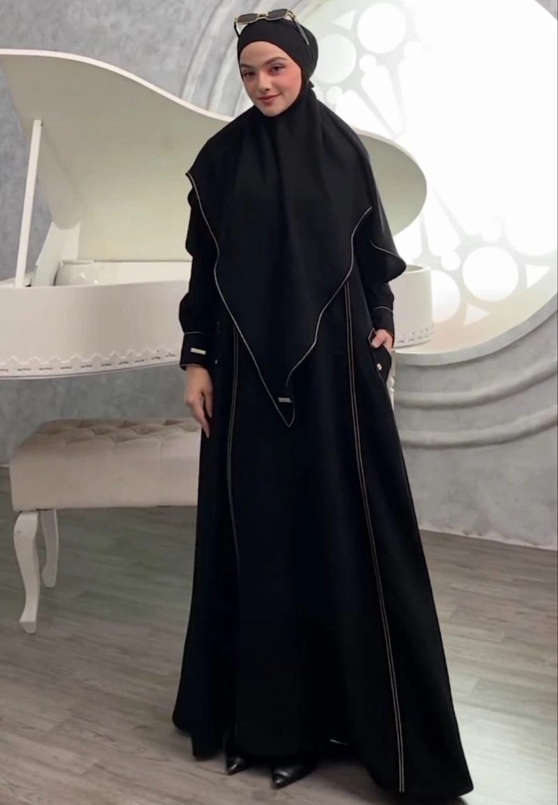 Product image Khisna collection - Abaya gamis set hijab Raudhah hitam Allsize Hitam pekat