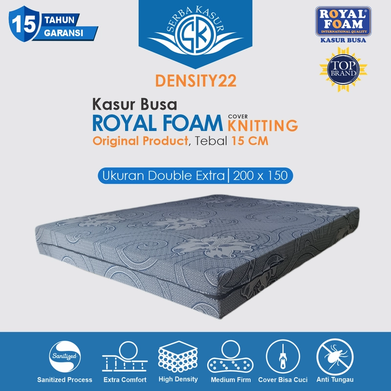 Product image SERBA KASUR - Kasur Busa ROYAL FOAM Cover Knitting Density 22 Tebal 15 Garansi 15 Tahun 200x80x15 Random