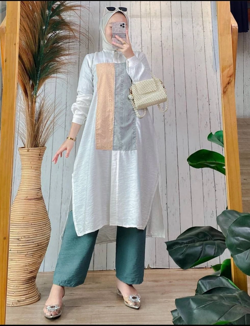 Product image Khisna collection - One set tunik catun bordir wanita dewasa terbaru Allsize C1