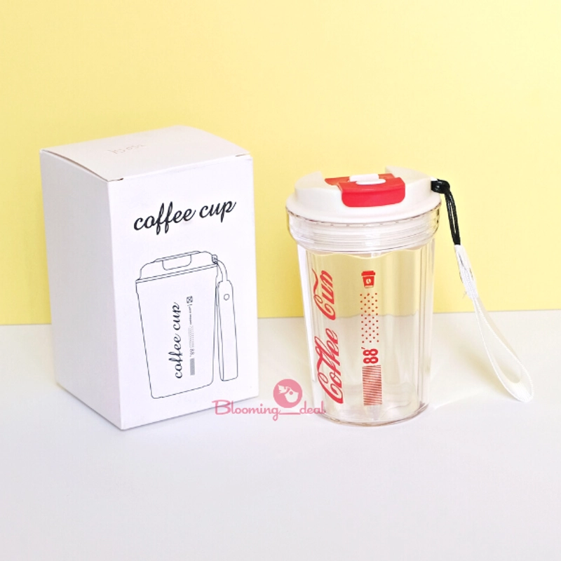 Product image Blooming_Deal - Coffee Cup Tumbler Gelas Kopi Plastik 400ml KJ033 PUTIH