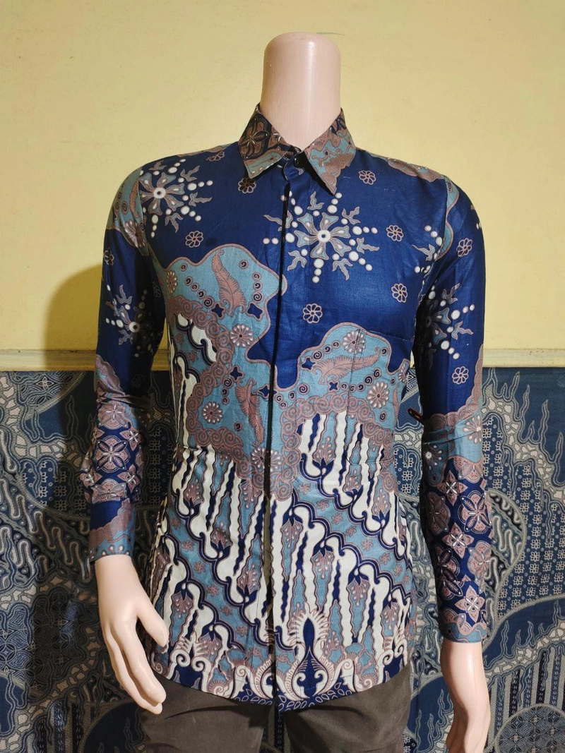 Product image Kois Batik - New Gamis Dan Kemeja Batik Bisa dipisah Motif sania navy M Kemeja sania navy
