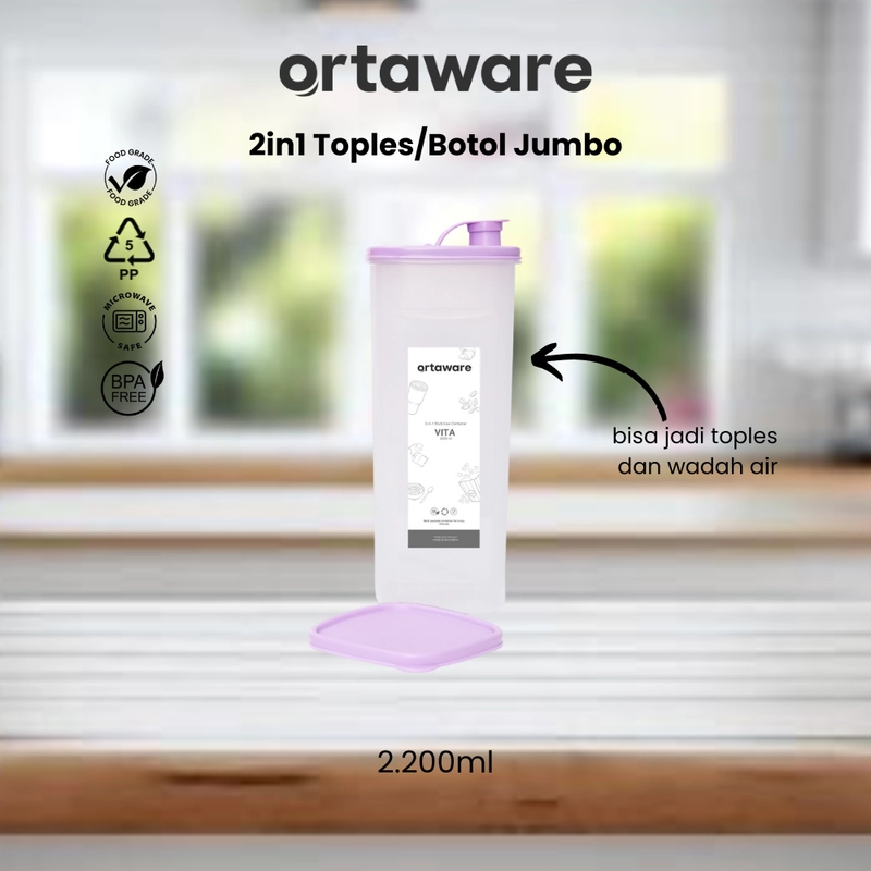 Product image ORTAWARE - Ortaware Toples 2in1 Bisa Jadi Botol Minuman di Kulkas 2200 mL 2200 mL Purple