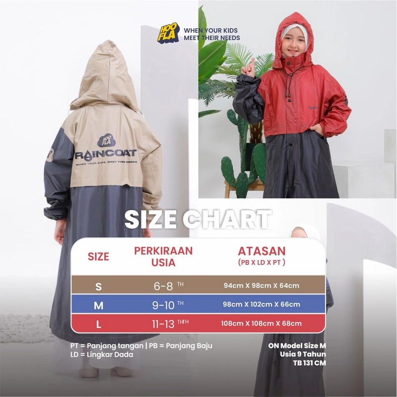 Product image Hoofla - Jas Hujan Gamis Anak Khafa Rainkids Hijaber (KHR) S Cream-Hitam