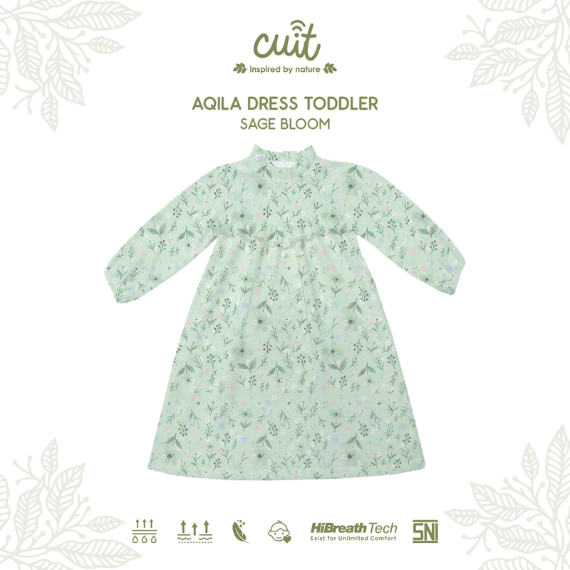 Product image Kintakun Baby - [RAYA SERIES] Cuit Aqila Dress Toddler Viscose Twill Dress Anak Perempuan 3 - 10 Thn 3-4 Tahun Sage Bloom