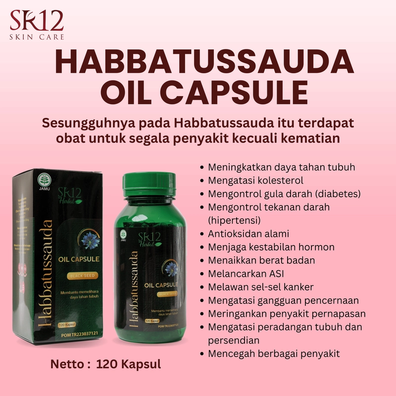 Product image SR12 Habbatussauda Mengatasi Kolesterol Diabetes Hipertensi Dan Meningkatkan Daya Tahan Tubuh 120 Kapsul Habbatussauda