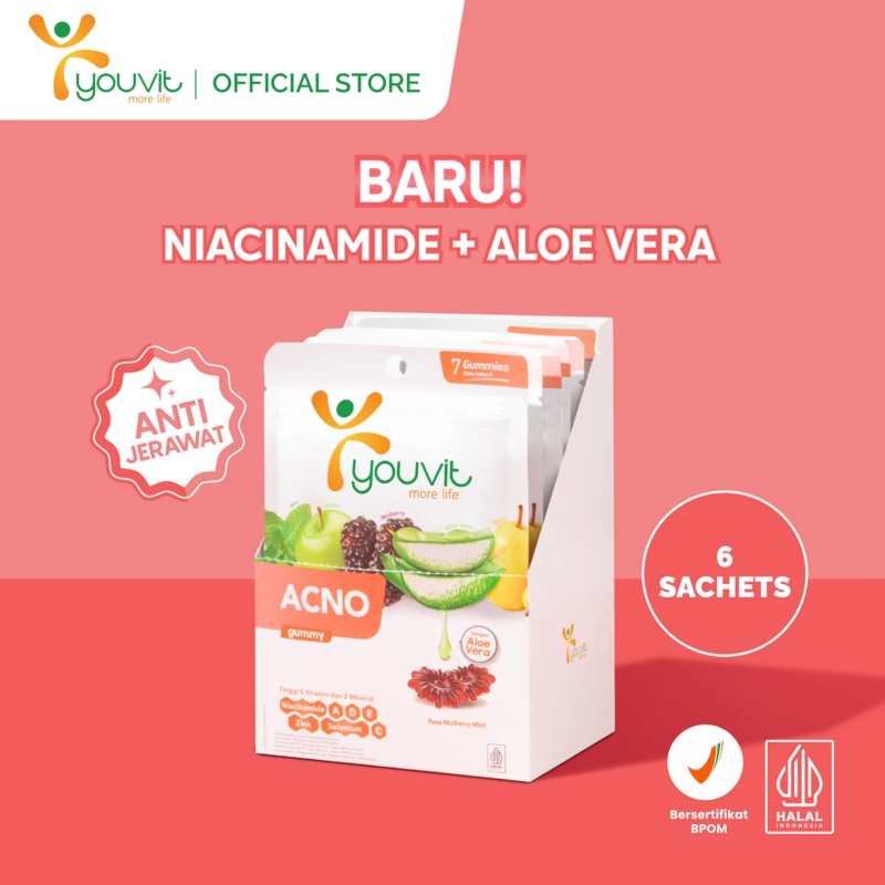 Product image Youvit - Youvit AcNO dengan Niacinamide - Aloe Vera untuk Jerawat 6 Sachet Gummy