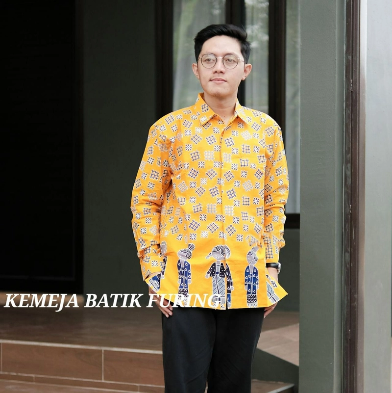 Product image Ks muslim fashion - Kemeja Batik Pria Dewasa BerLapis Furing Menyerap Keringat Nyaman Dipakai Motif pak tejo M Kemejapaktejokuning