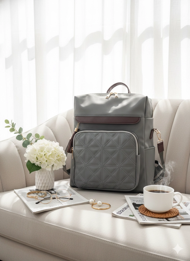 Product image CBL - Ransel SANSA - Tas Ransel Backpack Wanita SANSA Muat Laptop Waterproof Bahan Nilon Premium A Big Abu Tua