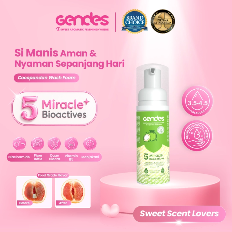 Product image GENDES - Gendes Sweet Aromatic Feminine Care Wash Foam Cocopandan 5 Miracle Bioactives 55ml Cocopandan