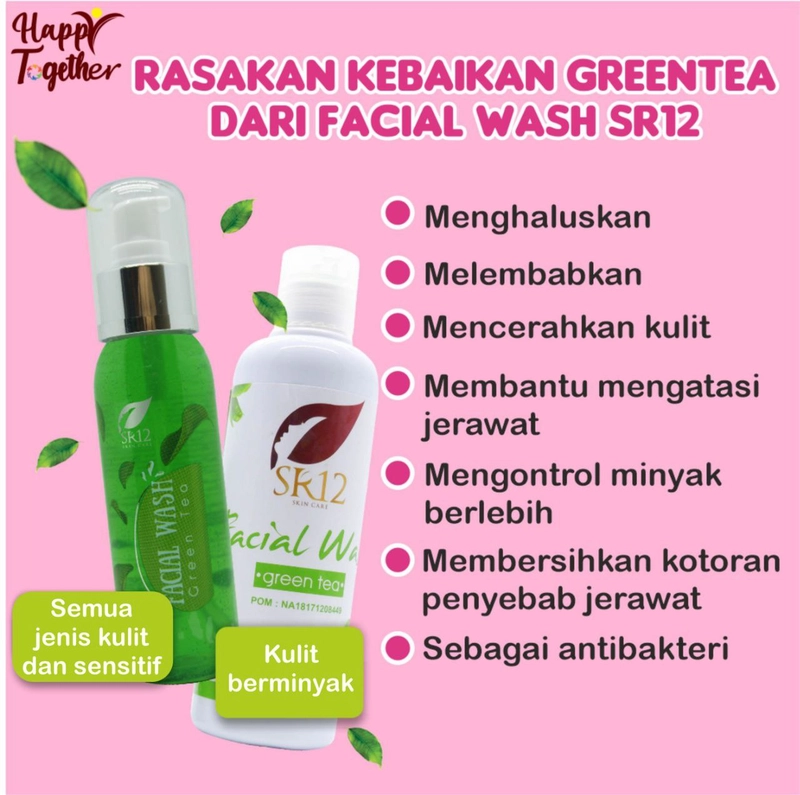 Product image SR12 Facial Wash Greentea Mengatasi Kulit Berminyak Berjerawat 100 ml Facial Greentea Putih