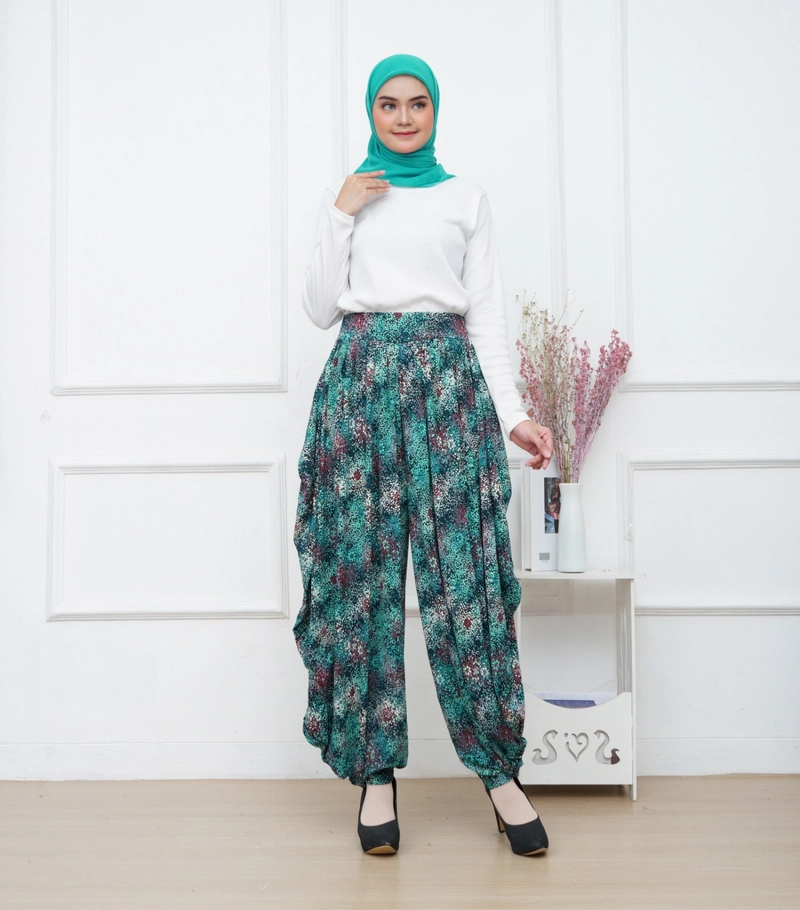 Product image Giat Makmur [TA] - Celana Panjang Aladin Lukis Abstrak Premium Allsize Hijau