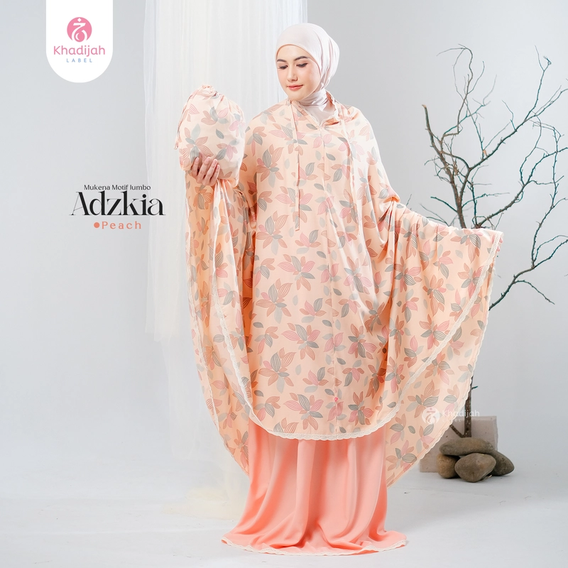 Product image KhadijahLabel - Mukena Jumbo Dewasa Motif Adzkia Jumbo Peach