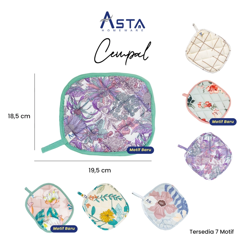 Product image Asta Cempal Anti Panas Tebal Pelindung Tangan Busa Katun Premium Motif Oval Flower Purple