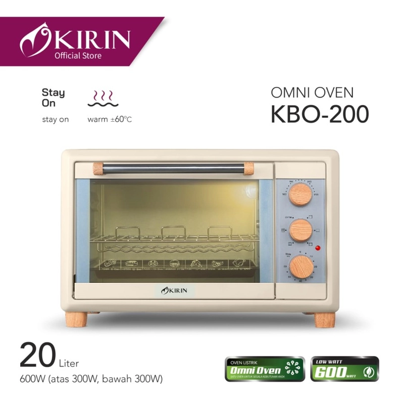 Product image Kirin KBO200RAB Oven Listrik Low Watt Kapasitas 20L Dengan Rotisseri Type KBO20RAB