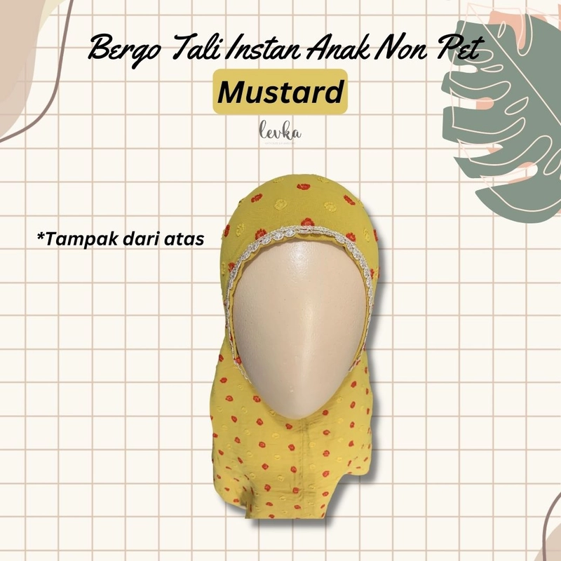 Product image Leika - HIJAB BERGO INSTAN ANAK CRINKLE / JILBAB INSTAN KIDS WARNA MUSTARD NON PET