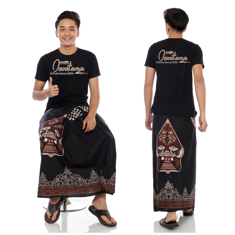 Javatama - Sarung Batik Wayang ± 118 x 218 cm Hitam Coklat