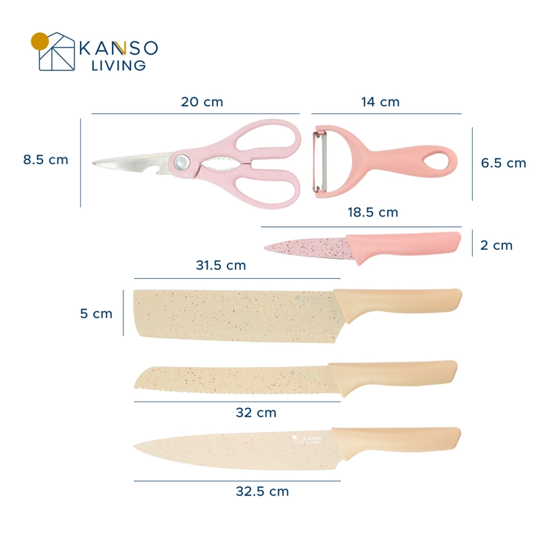 Product image Kanso Living - Kanso Living Knife Set Pisau Set Dapur 6 in 1 isi 6pcs Stainless Steel 600 1 Set