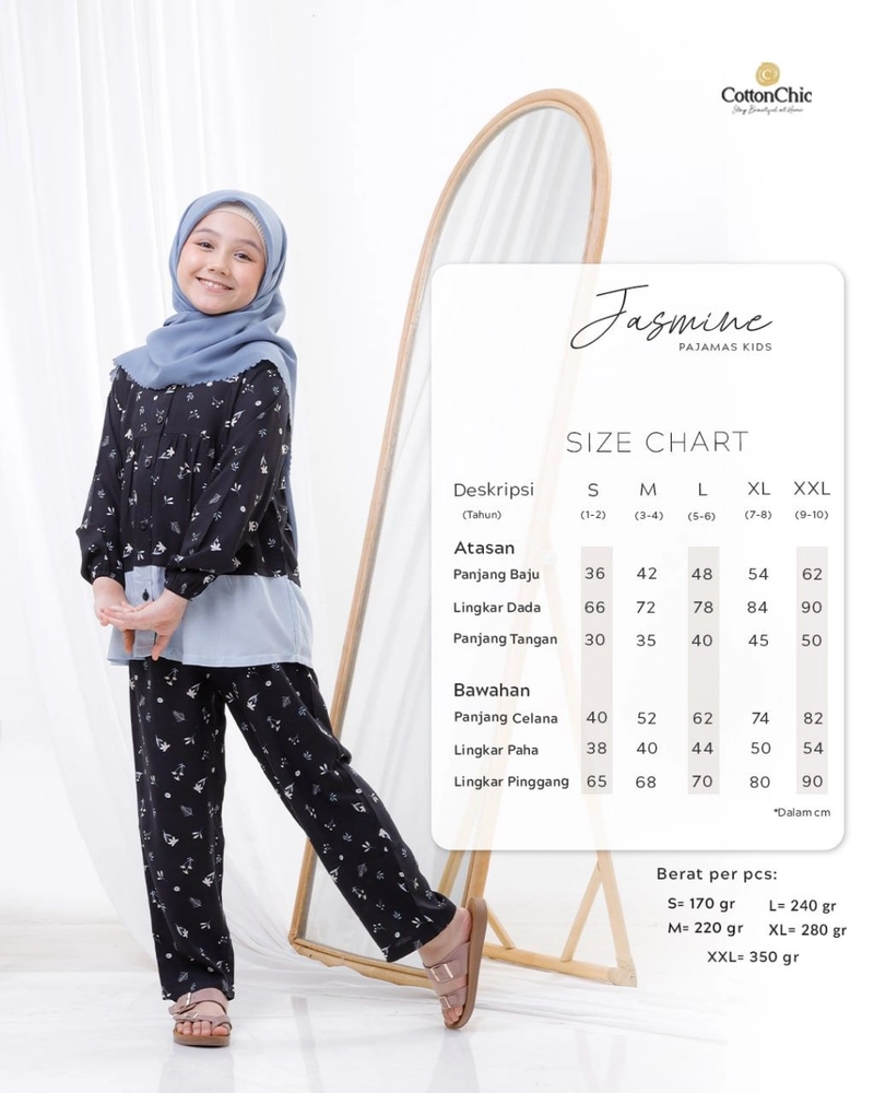 Product image Yasmeera Official - Piyama Jasmine Anak S BLACK