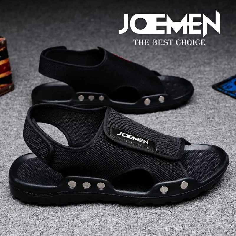 Joemen Official - Joemen Sandal Pria Kulit Joemen S 24 Pria - Japan Casual Style - NonSlip Ringan Nyaman 39 Hitam
