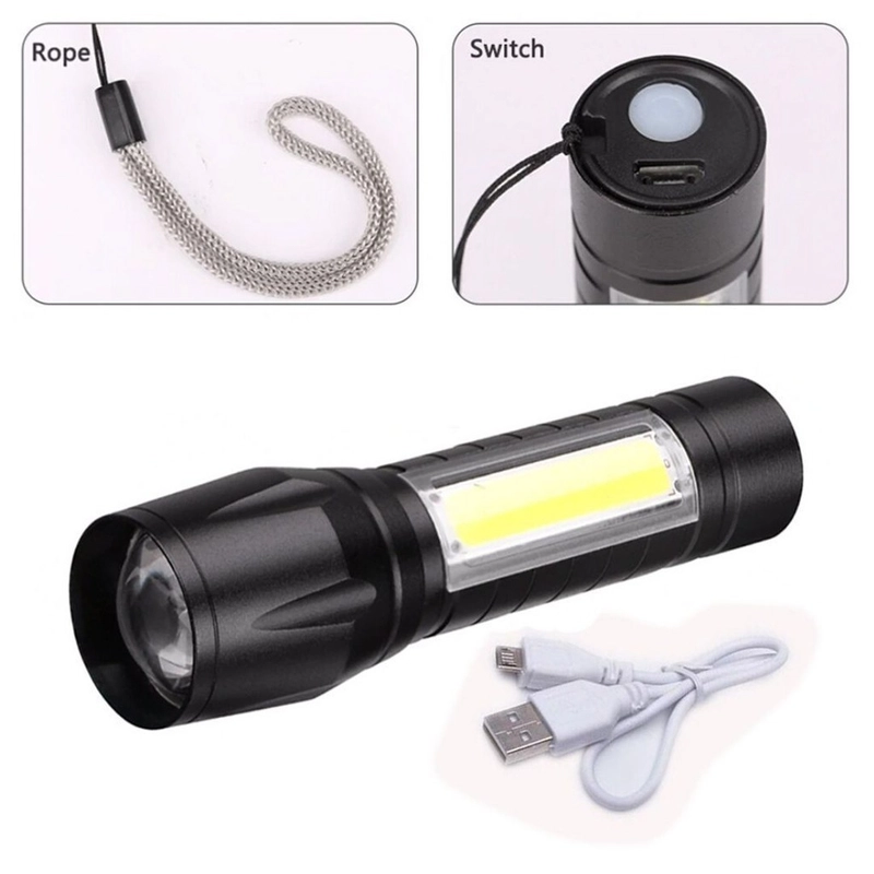 Product image KAMJE Senter Led Super Terang Jarak Jauh Swat Mini Zoom Police COB Rechargeable 3 Mode KMJ055 all variant all variant