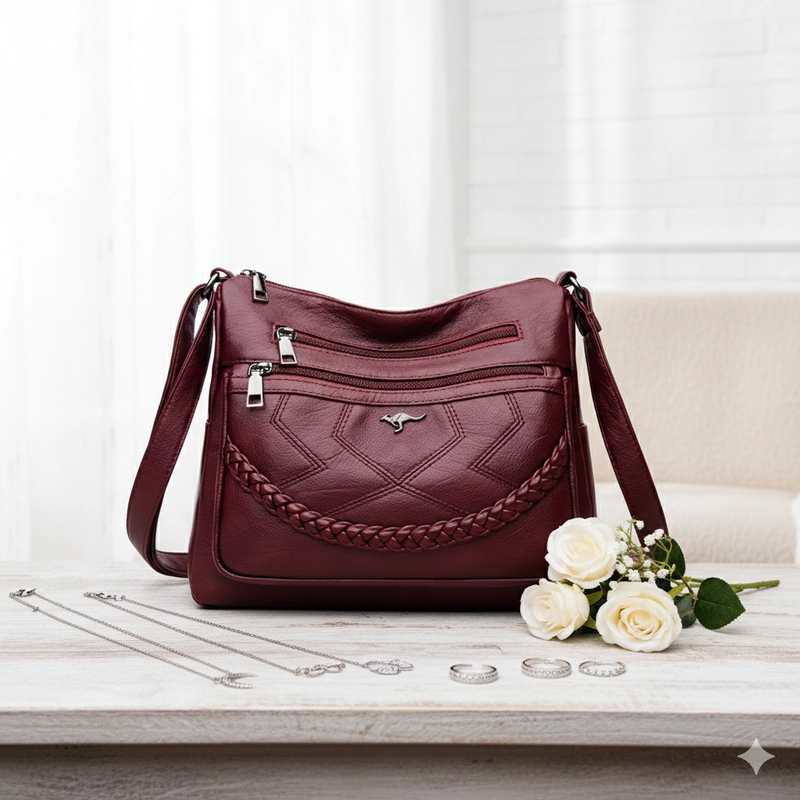 Product image CBL - BELLA Slingbag - Tas Selempang Slingbag Wanita BELLA Tas Selempang Anyaman Kepang Medium Marun