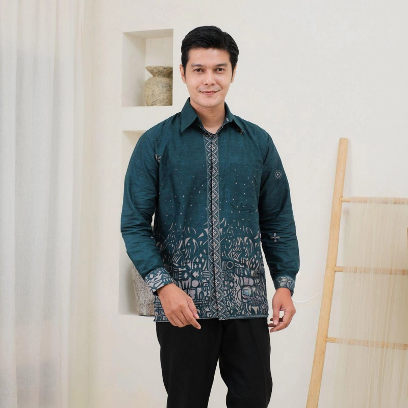 Product image Kois Batik - Atasan Sarimbit Batik Pria Dan Wanita Bisa Dipisah Terbaru Motif sutena emerland M Kemeja sutena emerla