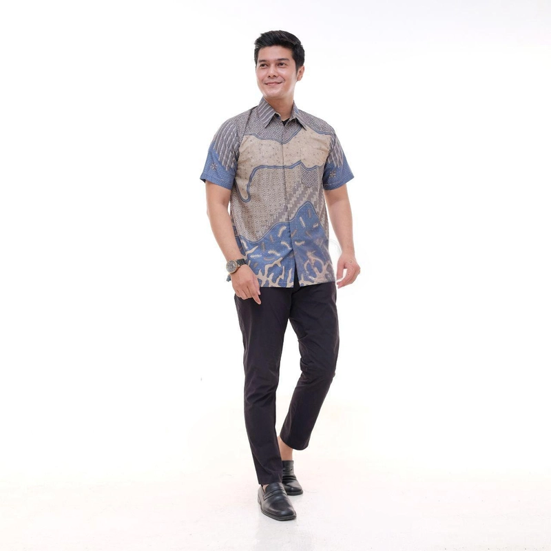 Product image Ks muslim fashion - Kemeja Batik Pria Lengan Pendek Terbaru Motif inara M Hem inara biru