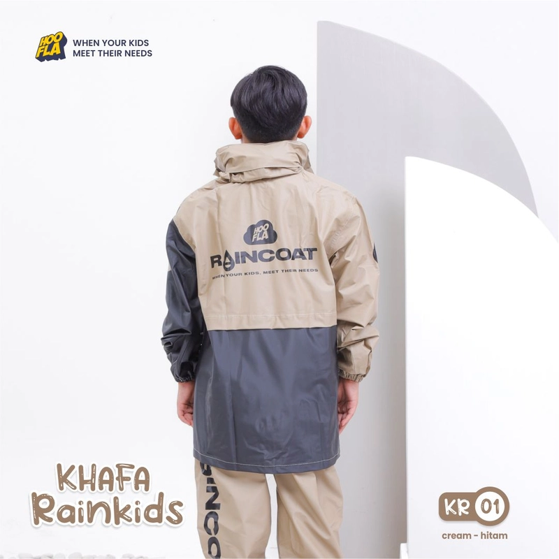 Product image Hoofla - Jas hujan Setelan Anak Khafa Rainkids (KR) S Cream-Hitam