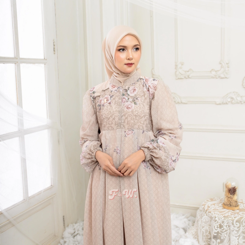 Product image Sakura Baru - Sakura Baru X FnW - Dress Farisa Babydoll Motif Floral Flowy Anggun Elegan All Size Almond