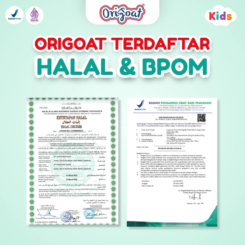 Product image Origoat Kids Susu Kambing Etawa Anak 125gr 1 Box Isi 5 Sachet Original BPOM Meningkatkan Nafsu Makan 125 gram Vanilla