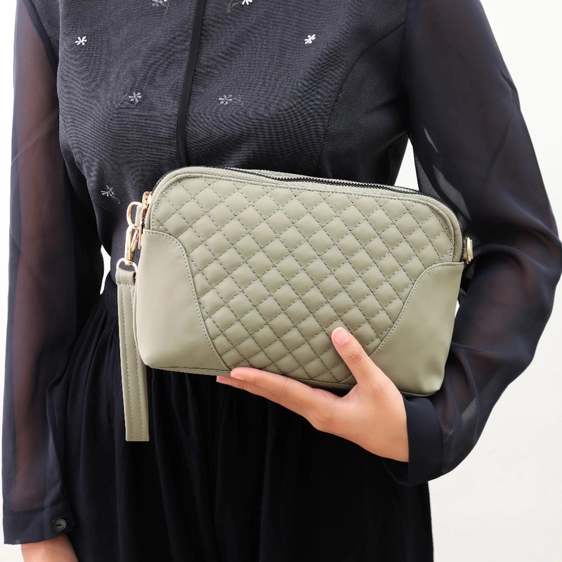 Product image CBL - ARIACCLY SLINGBAG - Tas Selempang Wanita Clutch AriaCCLY Bisa Selempang & Dompet Model Bordir Depan Small Hijau Sage