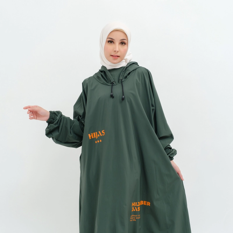 Product image South Legend - Jas Hujan Gamis Wanita Muslimah Premium Zipper by Hijas ALLSIZE FIT TO 2XL ARMY NON ZIPPER