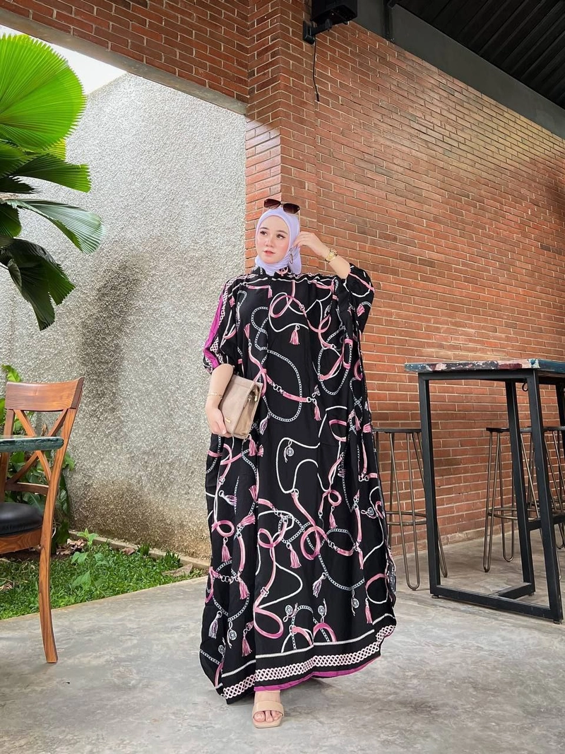 Product image Rambe Batik Indonesia - Gamis Kaftan Mahalina Premium Allsize Black