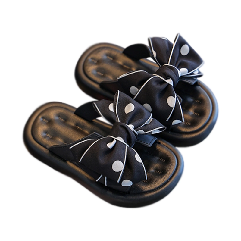 Product image NO LABEL - Sandal Anak Perempuan Motif Pita Polkadot (NL 28) 24-25 HITAM