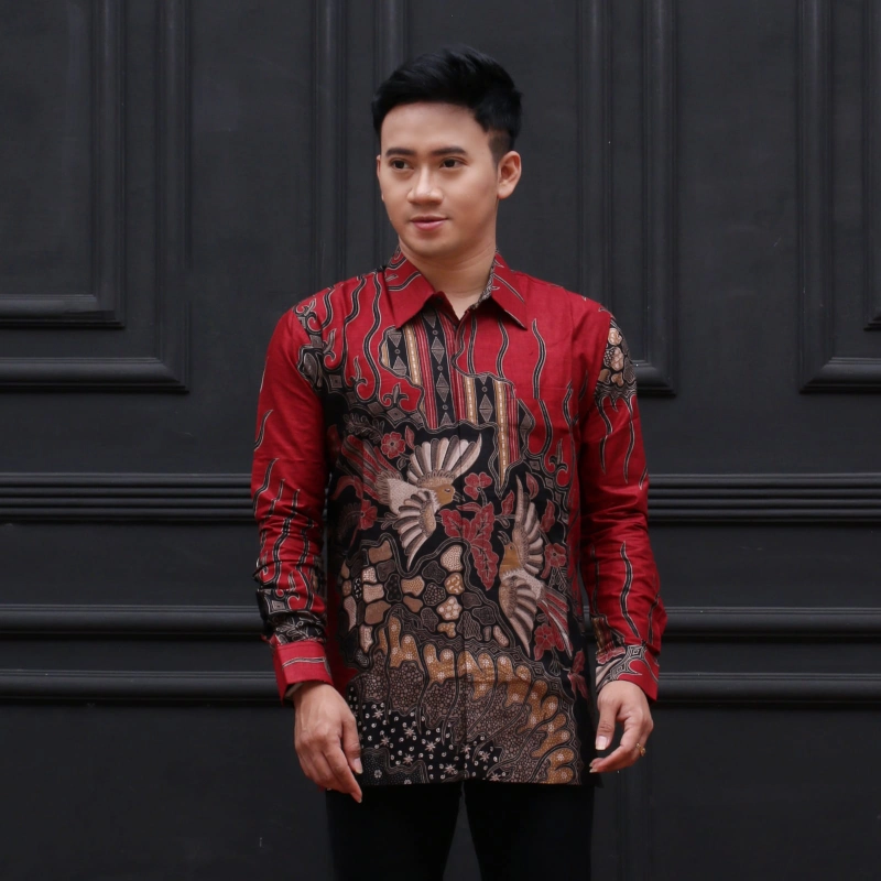 Product image Kois Batik - Kemejan batik dewasa lapis furing merahkombinasi M Merahkombinasi