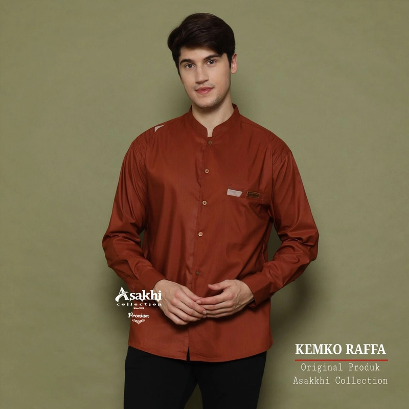 Product image Batik Alfin - Baju koko polos Lengan panjang motif Raffa koko koko dewasa bagus banget M Merah