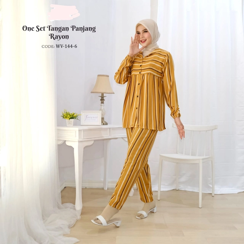 Product image AL Irsyad Store - FOREVER SWEET CONCEPT WV-144-6 ONE SET TANGAN PANJANG RAYON ALL SIZE MUSTARD
