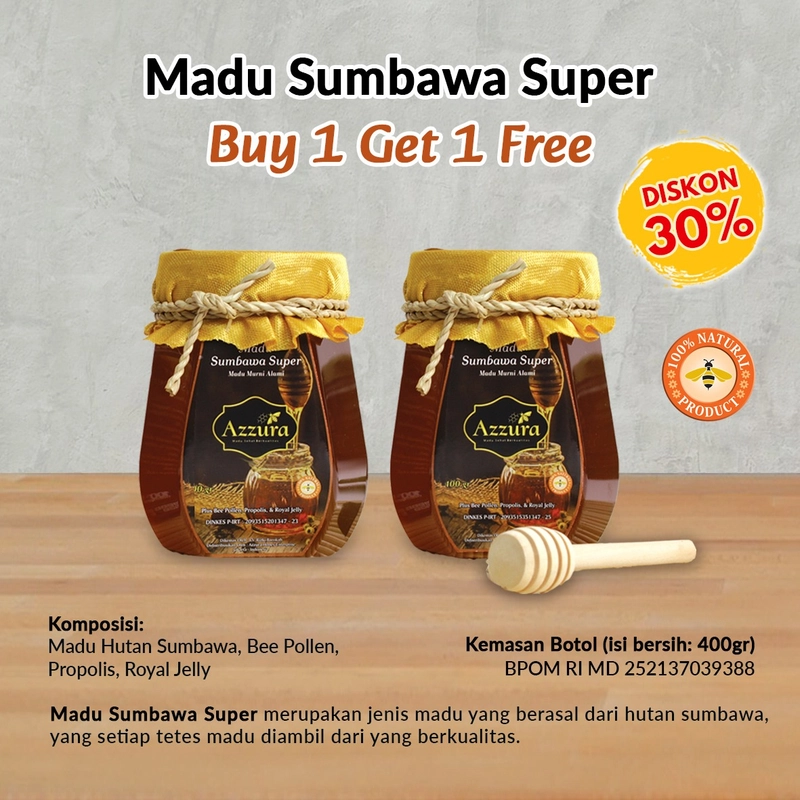 Product image Madu Azzura - Sumbawa Super 400gr (Buy 1 Get 1) 400 gr Madu