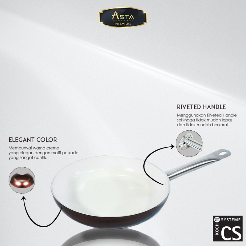 Product image Asta Premium Wok Pan Anti Lengket Ceramic Coating CS Kochsysteme German Premium Ukuran Fry pan 24 cm
