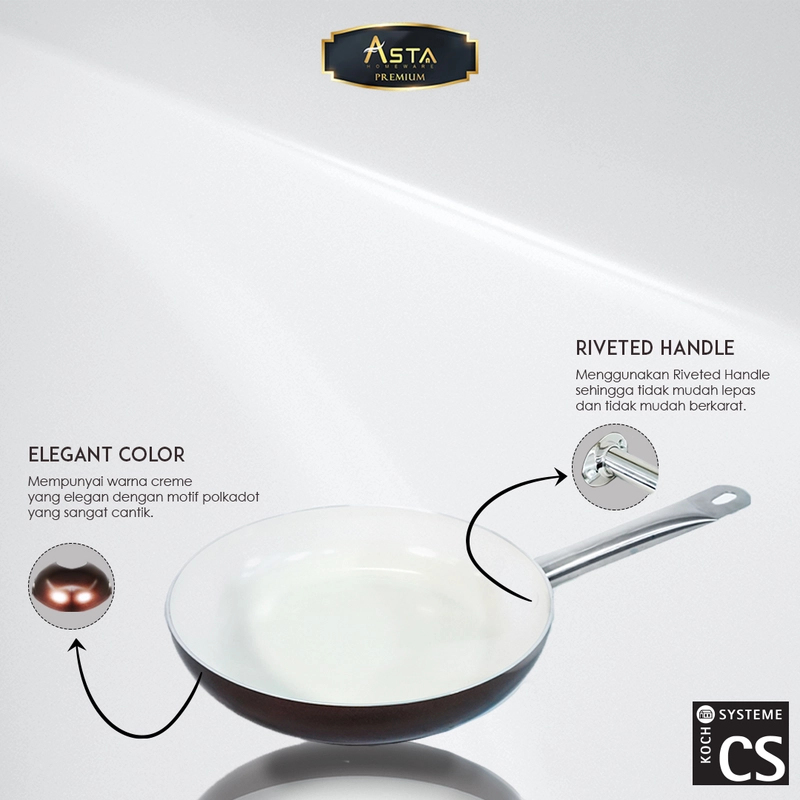 Product image Asta Premium Wok Pan Anti Lengket Ceramic Coating CS Kochsysteme German Premium Ukuran Fry pan 24 cm