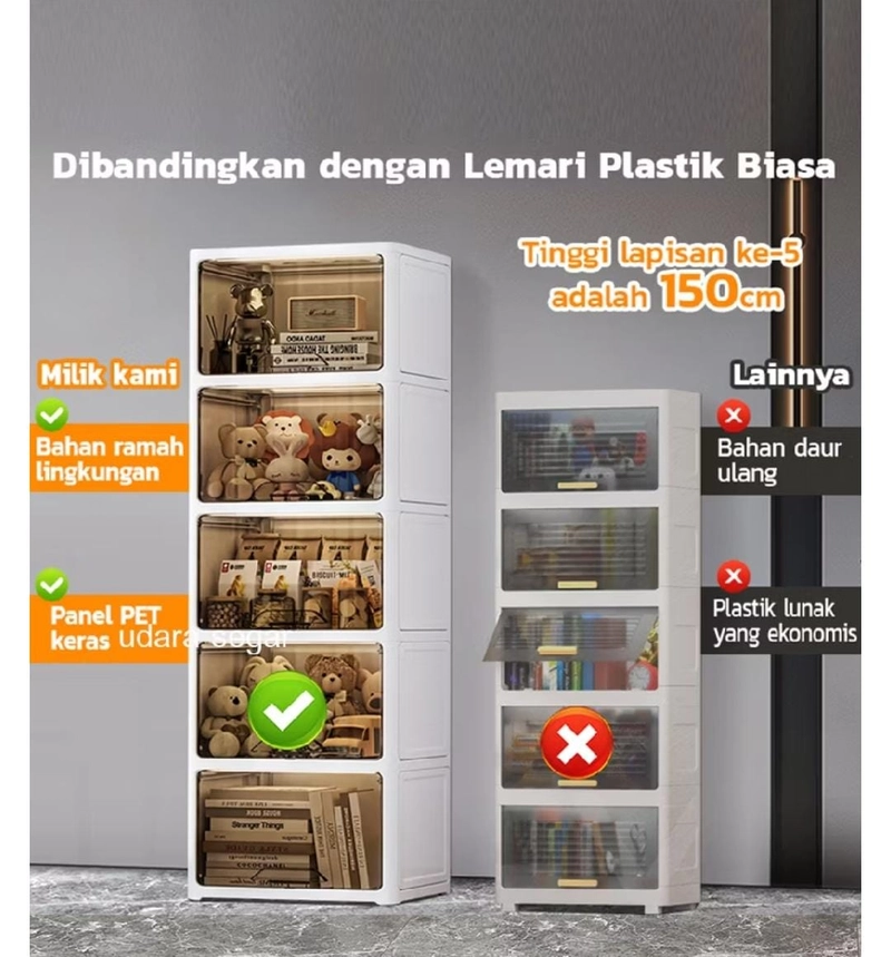 Product image Rizki Electronics - Yuumi Lemari Plastik Transparan Jumbo 2 SUSUN PUTIH