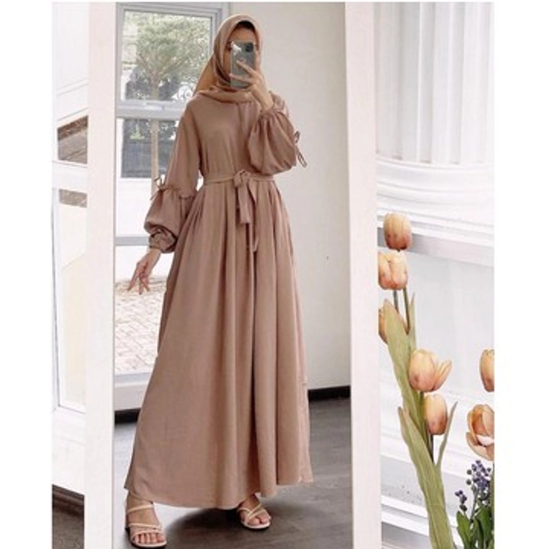 Product image MEQA DAILY - Gamis Stella Maxi Dress Wanita Terbaru ALLSIZE Mocca