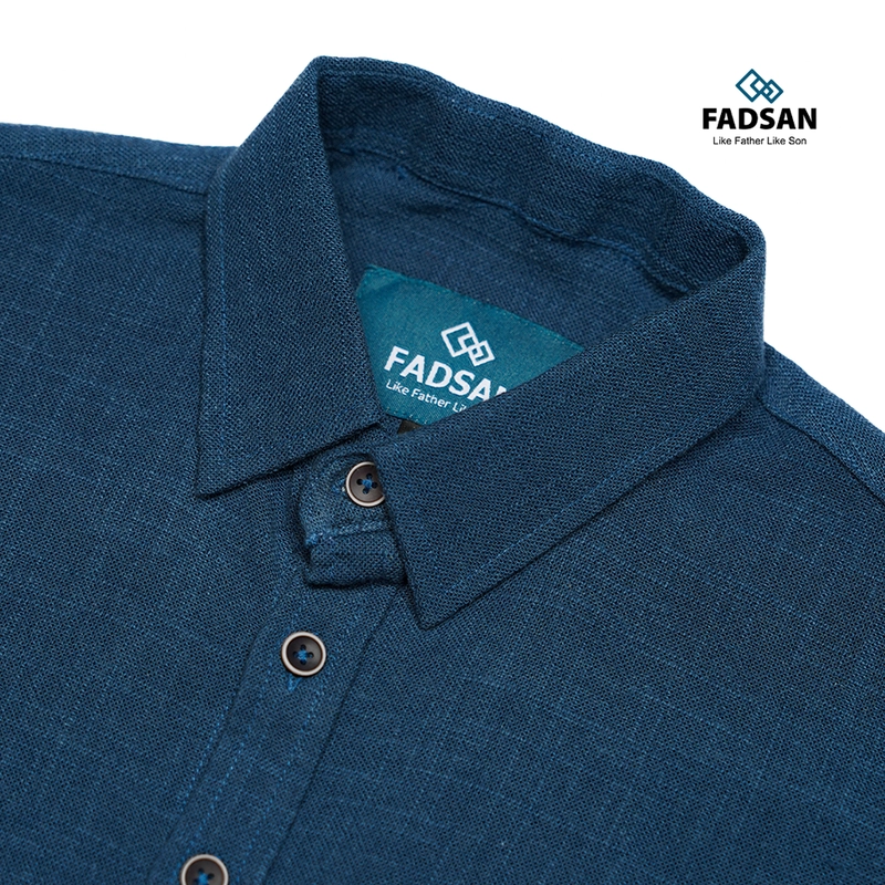 Product image FADSAN - Baju Kemeja Katun Polos Lengan Pendek Ayah Anak Warna Saphire - Ryu Series SIZE ANAK XS RYU SAPHIRE