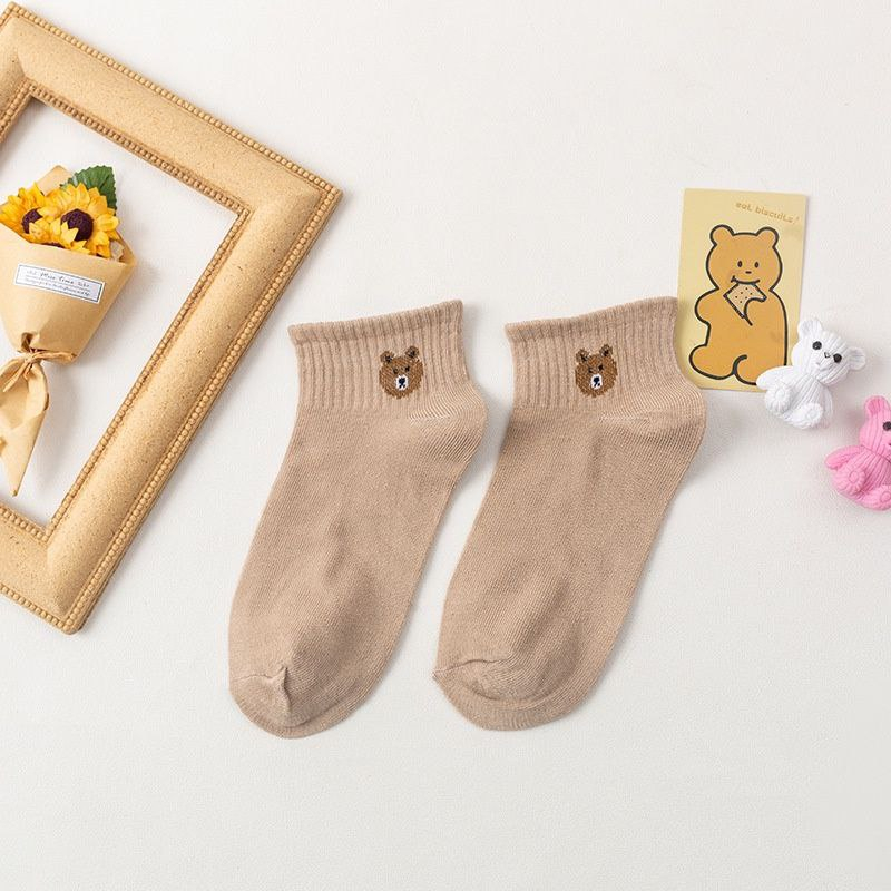 Product image Kaos Kaki satu set isi 5 pasang Unik Lucu Wanita Fashion Motif cokelat isi 5 psg/set cokelat bear