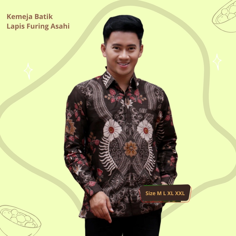 Product image Batik Kemeja Berlapis Furing KBF04 Kemeja Batik Lengan Panjang Bahan Katun ORI Berlapis Furing Asah Size M Motif A