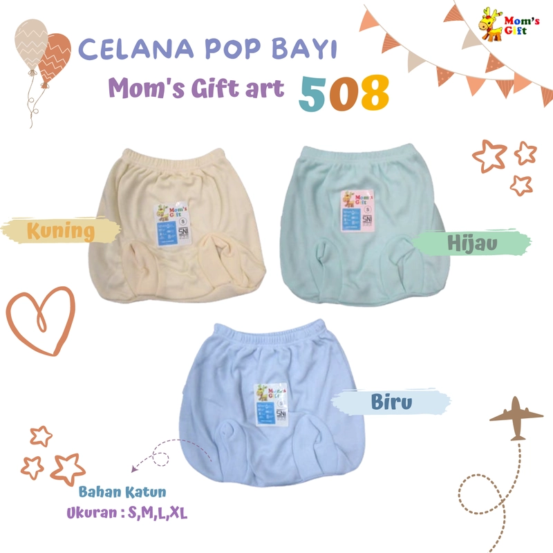 Product image Moms Gift 508 Celana Pop Bayi Newborn Celana Kodok Baby Harian 0 - 2 Tahun Bahan Katun Motif Polos S Hijau