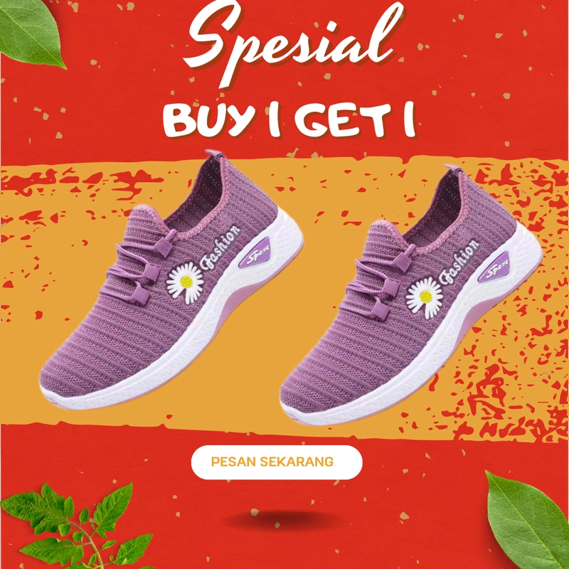 Product image Koekita - Buy 1 Get 1 Sepatu Kets Sneakers Wanita Fashion Chaerin IMP-001 40 UNGU