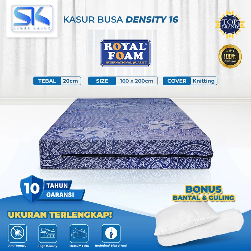 Product image SERBA KASUR - Kasur Busa ROYAL FOAM Cover Knitting Density 16 Tebal 20 Garansi 10 Tahun 200x80x20 Random
