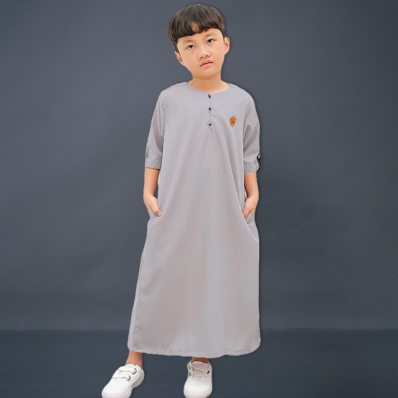 Product image Kawan Muslim - Baju Jubah Gamis Anak Laki Lengan Pendek Premium Polos Hitam Size 1 Sampai 14 Tahun hitam 3&4 tahun